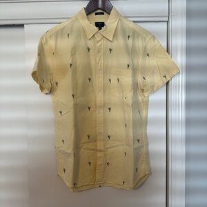 J. Crew Yellow Cactus Short Sleeve Button Down Shirt Cotton Slim M